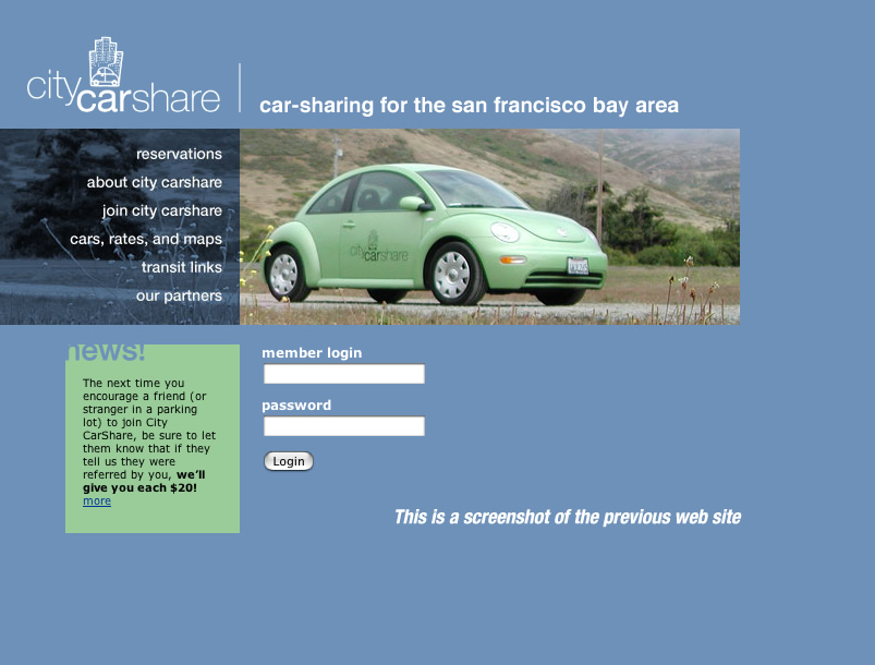 City Carshare website built by Dotgarden